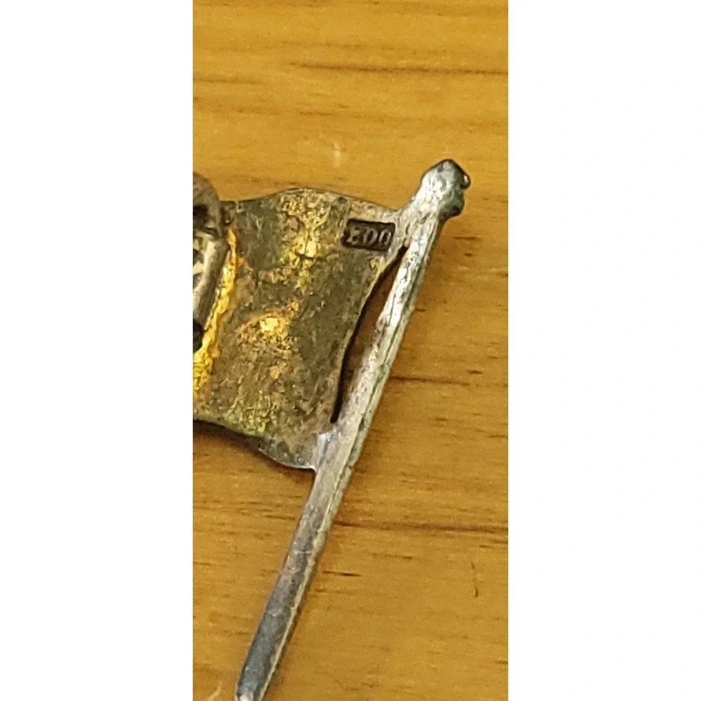 1910s-1930s 800 Silver Enamel American Flag Patriotic Stick Pin 2.4in